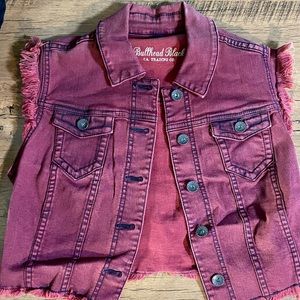 Denim Vest Maroon Medium